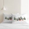 set 2 fete de perna craciun cabin 50x70cm bumbac 100% cu cabane si brazi
