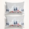Set 2 fete de perna Craciun Gnomi 50x70cm bumbac 100% cu gnomi si reni