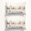 Set 2 fete de perna craciun joy bumbac 100% 50x70cm cu peisaj de iarna