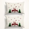 Set 2 fete de perna Craciun Santa 50x70cm din bumbac 100% cu reni si brazi