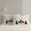 Set 2 fete de perna Craciun Santa 50x70cm din bumbac 100% cu reni si brazi