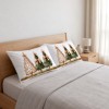 Set 2 fete de perna Craciun Leo 50x70 cm cu trei brazi verzi si bej, fundite champagne si stelute aurii