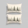 Set 2 fete de perna Craciun Vanya 50x70 cm cu brazi inzapeziti verzi si gri pe fundal alb crem