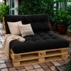 Set perne paleti gradina negru cu dungi saltea spatar canapea