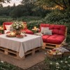 Set perne paleti gradina rosu saltea spatar canapea