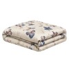 Set Elery bej cu fluturi albastri si roz, bumbac ranforce, cearsaf pilota 160x220 si fata de perna