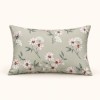 Set 2 piese Nevada Mint cu flori albe si roz pal pe fond verde menta, cearsaf pilota 160x220 cm si o fata de perna
