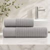 Set 2 prosoape baie bumbac 100% jacquard 500 GSM Davinson Gri deschis