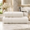 Set 2 prosoape baie bumbac 100% terry 500 GSM Rabi crem cu bordura texturata