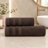 Set 2 prosoape baie bumbac 100% terry 500 GSM Rabi maro cu bordura texturata