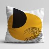 Set 3 fete perna decorative 43x43 cm cu design geometric abstract in alb, negru si mustar