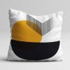 Set 3 fete perna decorative 43x43 cm cu design geometric abstract in alb, negru si mustar