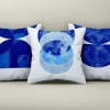 Set 3 fete de perna decorative 43x43 cm model Abstract Albastru pe fundal alb