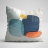 Set 3 fete perna decorative 43x43 cm cu design geometric pastel in nuante degalben, albastru, verde, alb