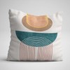 Set 3 fete perna decorative 43x43 cm cu design geometric pastel in nuante degalben, albastru, verde, alb