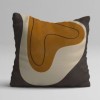 Set 3 fete perna decorative 43x43 cm cu design abstract in nuante de ocru, crem si grafit