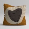 Set 3 fete perna decorative 43x43 cm cu design abstract in nuante de ocru, crem si grafit