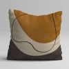 Set 3 fete perna decorative 43x43 cm cu design abstract in nuante de ocru, crem si grafit