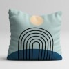 Set 3 fete perna decorative 43x43 cm cu pescarusi in zbor, curcubeu stilizat si margarete pe fundal bleu