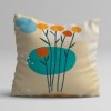 Set 3 fete perna decorative 43x43 cm model floral abstract portocaliu si turcoaz