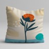 Set 3 fete perna decorative 43x43 cm model floral abstract portocaliu si turcoaz