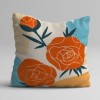 Set 3 fete perna decorative 43x43 cm model floral abstract portocaliu si turcoaz