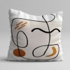 Set 3 fete perna decorative 43x43 cm cu design abstract si linii fluide in alb, mustar si verde