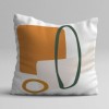Set 3 fete perna decorative 43x43 cm cu design abstract si linii fluide in alb, mustar si verde