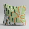 Set 3 fete perna decorative 43x43 cm cu design urban abstract in nuante verde, alb, negru si albastru
