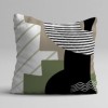 Set 3 fete perna decorative 43x43 cm cu design urban abstract in nuante verde, alb, negru si albastru