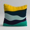 Set 3 fete perna decorative 43x43 cm cu model valuri colorate galben turcoaz albastru