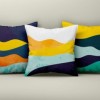 Set 3 fete perna decorative 43x43 cm cu model valuri colorate galben turcoaz albastru