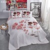 Set 3 piese cuvertura 240x260cm + 2 fete perna 50x70cm, bumbac 100%,Club Cotton, Amoro