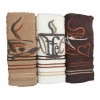 Set 3 prosoape bucatarie cu broderie, bumbac 100%, Coffee brown v1