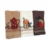 Set 3 prosoape bucatarie cu broderie, bumbac 100%, Coffee brown v2