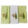 Set 3 prosoape bucatarie cu broderie 40x60cm, bumbac 100%, Olive Oil