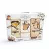 Set 3 prosoape bucatarie bumbac 100% cu broderie Cappuccino 30x50 cm in cutie eleganta