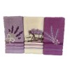Set 3 prosoape bucatarie cu broderie, bumbac 100%, Lavanda