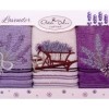 Set 3 prosoape bucatarie cu broderie, bumbac 100%, Lavanda