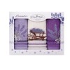 Set 3 prosoape bucatarie bumbac 100% cu broderie Lavanda mov si crem in cutie cadou eleganta