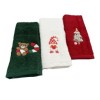 set 3 prosoape bucatarie Craciun bumbac 100% cu broderii ursulet spiridus si brad