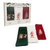 set 3 prosoape bucatarie Craciun bumbac 100% cu broderii ursulet spiridus si brad