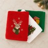 Set 3 prosoape Bucuria Craciunului, alb, rosu si verde, cu broderii brad, ren cu fular si cadouri, in cutie festiva