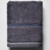 set 4 prosoape Profundo 50x90 cm din bumbac 100%, in nuante de bleu, gri, alb si gri inchis cu bordura contrastanta