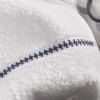 set 4 prosoape Profundo 50x90 cm din bumbac 100%, in nuante de bleu, gri, alb si gri inchis cu bordura contrastanta