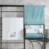 Set 4 prosoape bumbac 100%, cu broderie, Cotton Box, Colorful Verde Menta/Alb