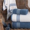Set 4 prosoape bumbac Oscar crem si albastru cu dungi, Eponj Home