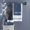 Set 4 prosoape bumbac Oscar crem si albastru cu dungi, Eponj Home