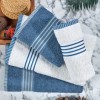 Set 4 prosoape bumbac Oscar crem si albastru cu dungi, Eponj Home