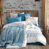 Set 5 piese, lenjerie de pat + patura, Iris Denim